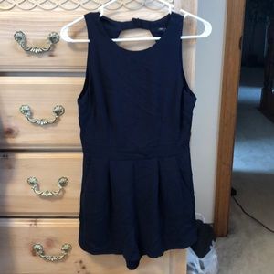 Navy romper with keyhole back